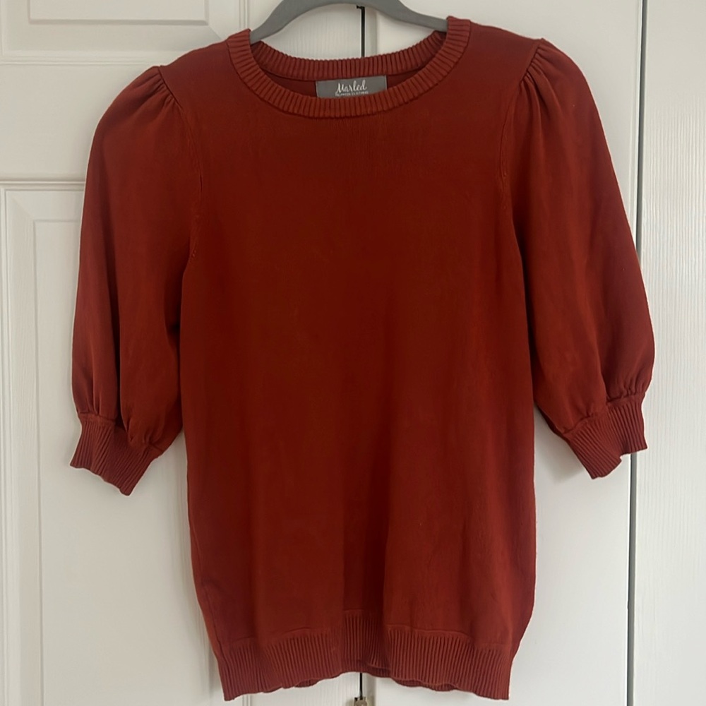 Marled Puff Sleeve Sweater XS